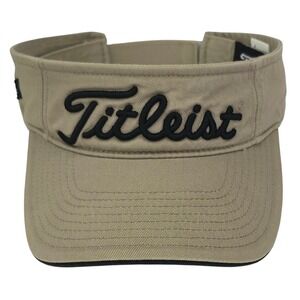 Titleist Golf Visor Adjustable Khaki Tan Cotton Script Logo Hat Unisex One Size